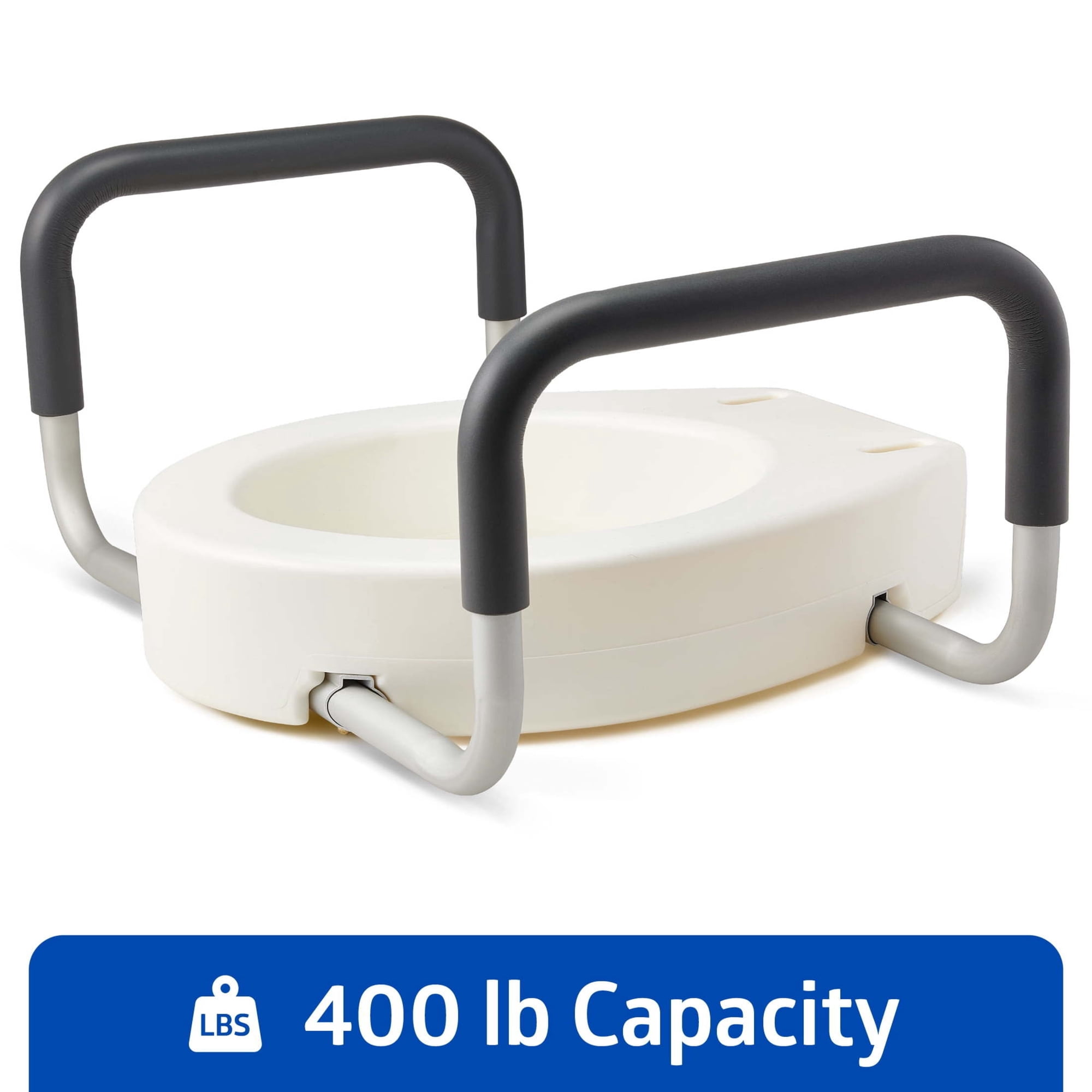 Medline Standard Raised Hinged Toilet Seat, With Arms, 3.5 in Height, White