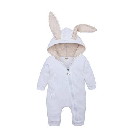 

Infant Baby Fleece Romper Onesie Warm Cute Bunny Hooded Jumpsuit for 0-2T Baby Fashion Infant Romper pajamas Outfit Autumn and Winter