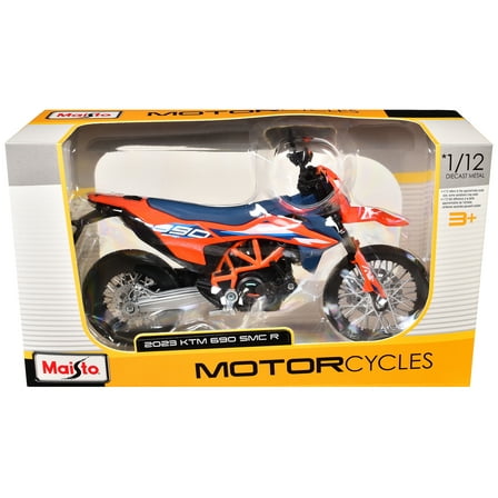 2023 KTM 690 SMC R Orange and Blue 1/12 Die Cast Motorcycle Model by Maisto