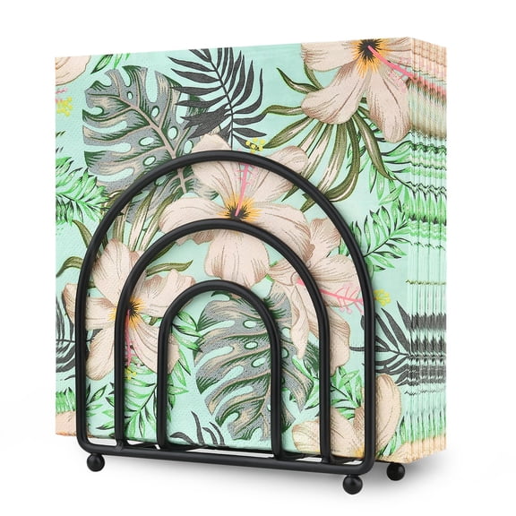 Metal Napkin Holder for Table - No Assembly Matte Black Paper Napkin Holders for Kitchen, Compact Design Cocktail Napkins Hoder Dispenser for Home Countertop, Restaurant & Outdoor Use