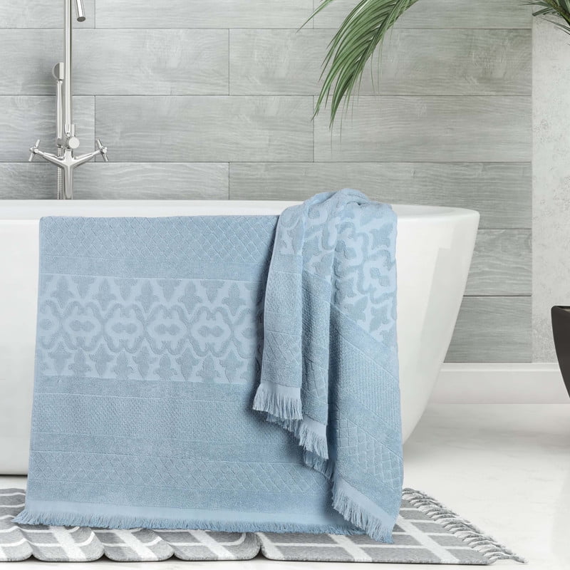 Superior Rolla Cotton Geometric Soft Bath Sheet Set of 2, Blue