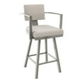 thumbnail image 1 of Amisco Akers 26.25" Faux Leather Swivel Counter Stool in Cream/Matt Light Gray, 1 of 3