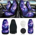thumbnail image 2 of Renewold Wolf Galaxy Violet 12 PCS Car Seat Cover Set with Front Car Seat Covers Steering Wheel Cover Seat Belt Cover Trash Can Armrest Cover Rear View Mirror Cover Coaster Keychain Air Vent Bag, 2 of 7