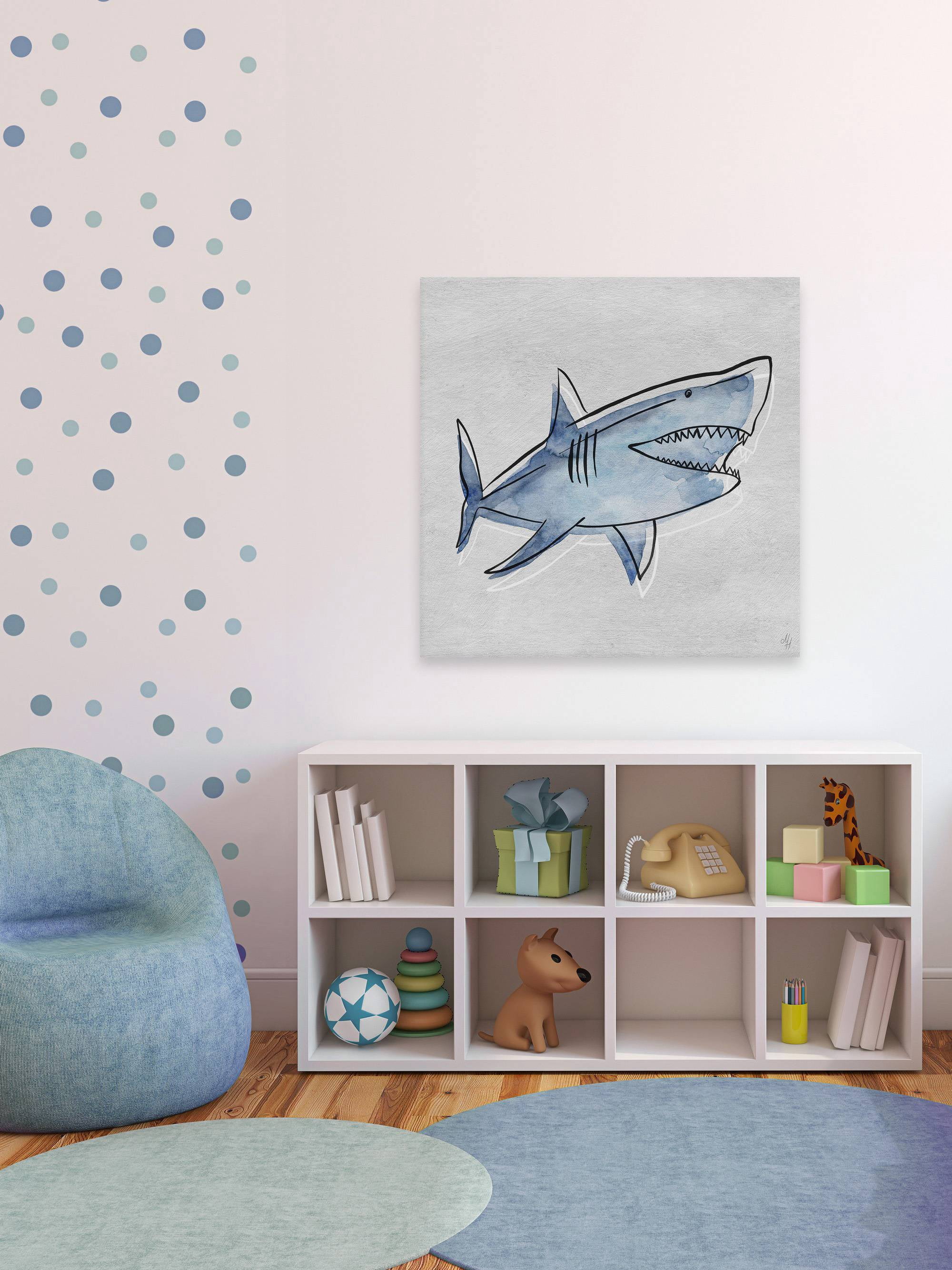 Marmont Hill Great Blue Shark Canvas Wall Art