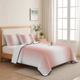 thumbnail image 5 of Twin Quilt Set 68''x86'', Coral Red White Lightweight Bedspread Coverlet Set with 2 Pillow Shams, Modern Gradient Vertical Stripes Geometric Breathable All Season Quilt Bedding for Dorm/Bedroom, 5 of 9