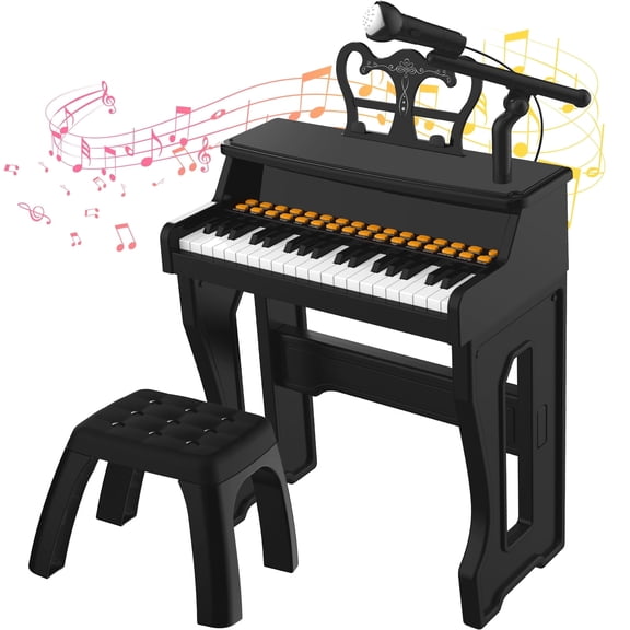 37 Keys Piano for Kids, Electronic Musical Instrument Toys for Baby, Mini Piano Tools for Beginners, Gifts for Age 3 , Black