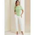thumbnail image 4 of DARING DIVA Ruffle Puff Short Sleeve Crochet Eyelet Blouse XS Light Green, 4 of 6