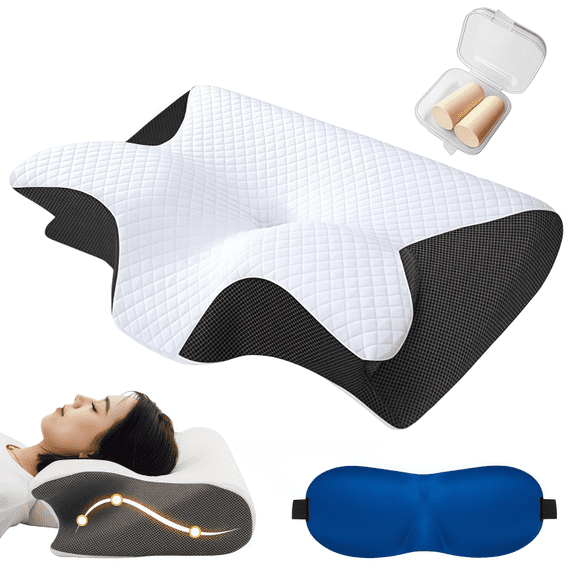 2026 New Upgrade Sleep Apnea Pillow, Ergonomic Contour Support Pillows, 2 in 1 Neck Support Pillow for Sleeping, Breathable Comfortable, for Side & Back Sleepers(1Pcs/Black)