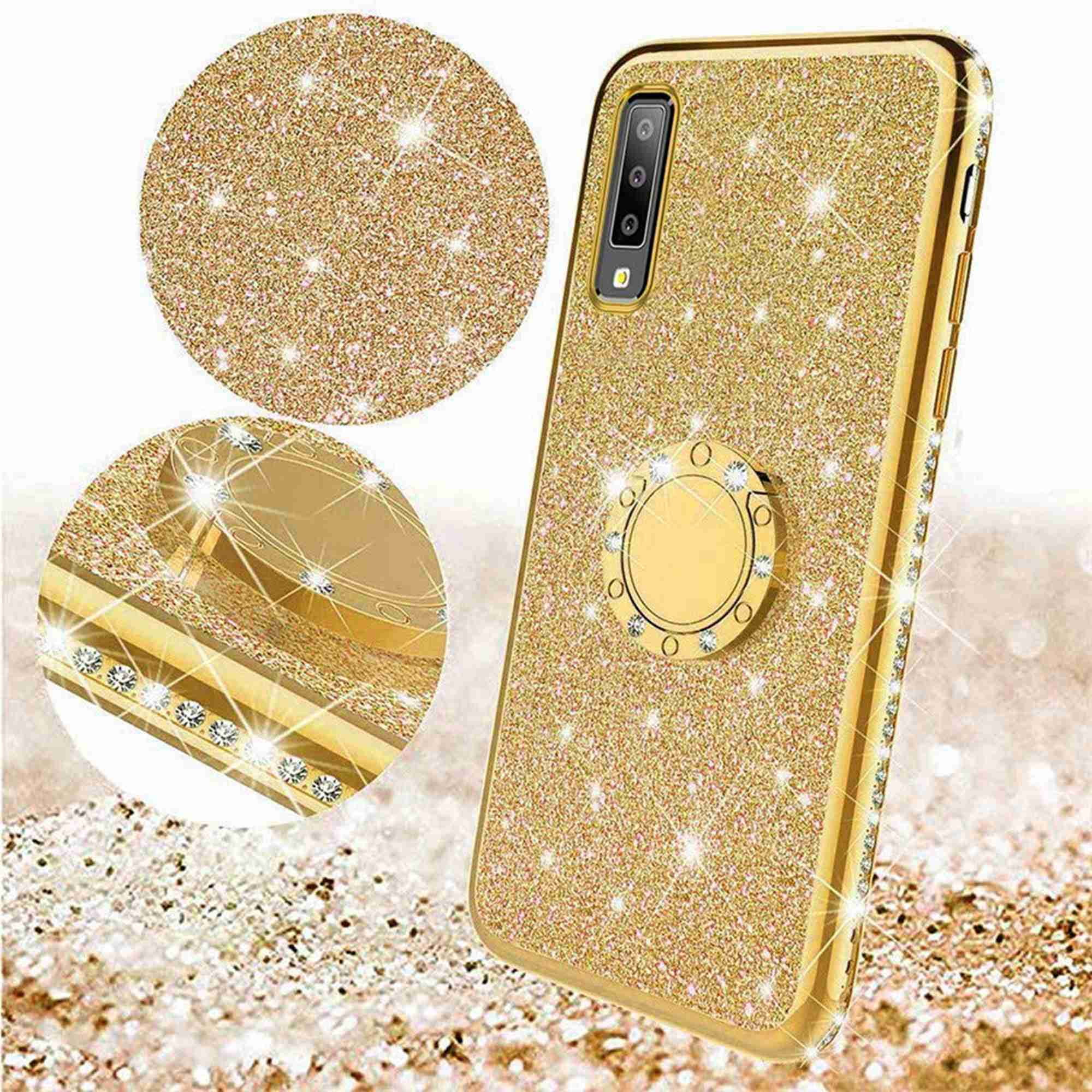 Black KANTAS Glitter Wallet Cover for Galaxy A50 Bling Sparkly PU Leather Flip Case Solid Color Bookstyle Case with TPU Inner Kickstand Card Holder Magnetic for Samsung Galaxy A50 