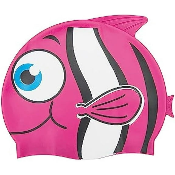 Bestway: Hydro-Splash: Lil' Buddy Swim Cap - Pink - Fish Character Pool Accessory, Soft Silicone, Head & Hair Protector, Water Swimming Play, Kids 3
