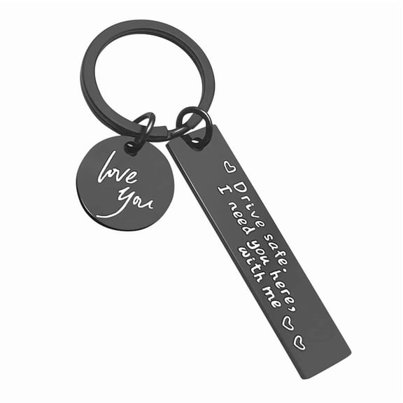 DESIGNICE Drive Safe Keychain for Him Key Ring I Love You Need You Here with Me Keychain with Gift Box Gifts for Boyfriend Husband Dad Gift Valentines Day Gifts