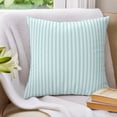 thumbnail image 3 of Pillow Covers 26x26 Set of 2, Thin Aqua Striped Throw Pillow Covers Decorative Couch Cushion Cover, Farmhouse Modern Stripes Microfiber Soft Square Pillowcases for Bedroom Living Room Sofa, 3 of 9