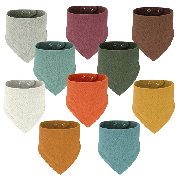 Muslin Baby Bibs, BUSATIA 10 Pack Baby Bandana Drool Bibs 100% Cotton Bibs for Baby Boy Girl, Soft Absorbent Set for Teething and Drooling,Baby Essentials Baby Gifts