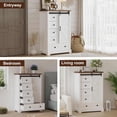 thumbnail image 7 of Farmhouse 5 Drawers Dresser, 47"H Chest of Drawers with Sliding Barn Door, Rustic Wood Dressers Organizer w/Adjustable Shelves for Bedroom, Living Room, Hallway, Entryway, Kitchen, White, 7 of 7
