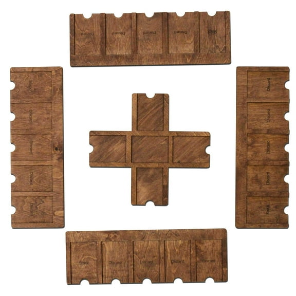 GUYTRENDz Custom SKIPBO Card Game Player Organizers - SKIPBO Game Board - Handmade SKIPBO Gameboard | Complete Set - 4 Player Trays   1 Center Console | Red Oak