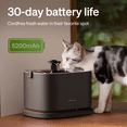 thumbnail image 3 of PETLIBRO Dockstream 2 Cordless Automatic Cat Water Fountain, 3L/101oz Pet Water Fountain with Stainless Steel Bowl Dispenser, Battery Operated, 5GHz WiFi App Monitor, Black, 3 of 8