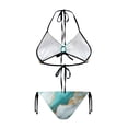 thumbnail image 2 of Chririnla Teal Gold Marble Halter Triangle Bikini Set - Sexy Two Piece Tie Side Swimsuit with Cutout Design for Beach Vacation & Pool Party, 2 of 9