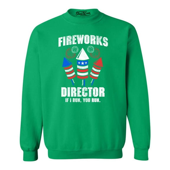 Shop4Ever Men's Fireworks Director 4th of July Crewneck Sweatshirt XXX-Large Irish Green