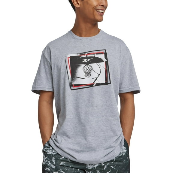 Reebok Mens Regular fit Short Sleeve Graphic T-Shirt Shirt Large Grey Solid