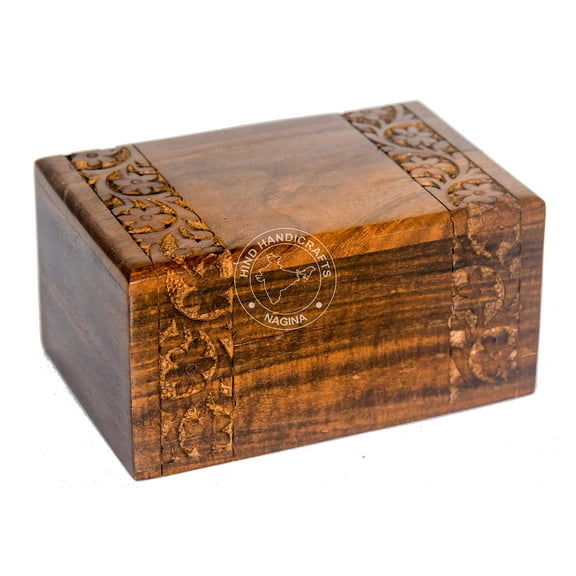 Brass Paw Inlaid Rosewood Pet Urn for Dogs Cats Memorial Keepsake Urns for Ashes, Photo Wooden Box Cremation Urn (Small : 6" x 4" x 3" - 45lbs or 20kg, Carved)