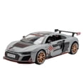 thumbnail image 1 of Gray Track Edition Audi R8 Die-Cast Zinc Alloy Race Car Model with Sound, Light & Pull-Back Functions, Streamlined Design, Openable Doors/Hood, Flexible Rotating Wheels - Premium Collectible in, 1 of 5
