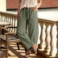 thumbnail image 3 of Womens Wide Leg Barrel Pants Palazzo Casual Flowy Beach Cropped Harem Pants Summer 2026 Casual Drawstring Capris (Army Green,L), 3 of 5