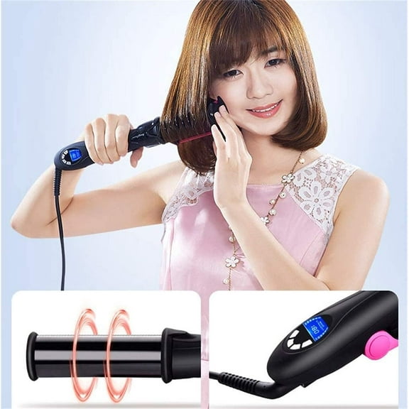 Professional Hair Straightening Iron Curling Iron Straightener Curler Styler 2 in 1 Multi Hair Styling Tool Flat Iron with Brush Black/Pink