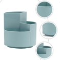 thumbnail image 3 of Rotating Pen Holder Plastic Pen Pot for Desktop Storage 3-Compartment Holder, 3 of 4