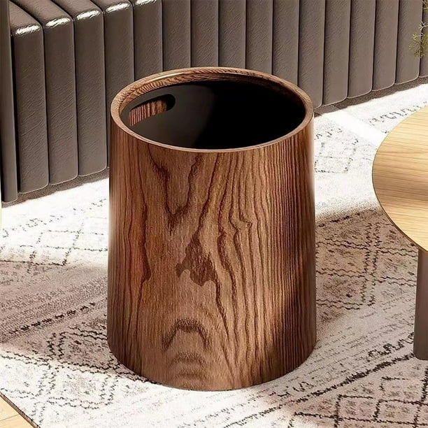 Cesta De Basura De Madera, Rústica Para Debajo Del Escritorio, Cubo De Basura Pequeño Con Asas Cuadradas Para El Hogar, Oficina, Sala De Estar, Dormitorio, Color Blanco