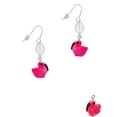 thumbnail image 2 of Delight Jewelry Resin Hot Pink Flamingo Silvertone Leaf French Earrings, 2 of 5