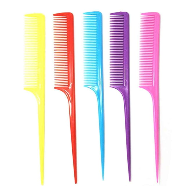 Pure Color Hair Comb Salon Set Plastic Comb Set Brush Styling Hairdressing Rat Tail Plastic Comb Set With Thin And Long Handle