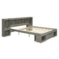 thumbnail image 5 of Euroco Wood Queen Size Platform Bed with Storage Headboard and Drawer, Gray, 5 of 10