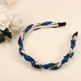 thumbnail image 5 of Unique Bargains Rhinestone Pearl Wrap Fabric Headband Faux Pearl Headband Women Hairband Navy Blue, 5 of 7