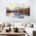 thumbnail image 3 of Elephant Stock - Picture Lake Reflection Wall Art - Horizontal Multi Panel - 4 Piece Living Room Wall Decor - Photography Nature Canvas Print - Brown and Blue Decor - 84" x 54", 3 of 8
