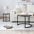 thumbnail image 5 of IVV 2-Piece Nesting Coffee Tables Set - Round Living Room Tables with Sturdy Metal Frame & MDF Top, Space-Saving Design - 23.6" & 15.7" Dia (Brown+Black), 5 of 7