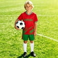 thumbnail image 2 of Fan Soccer for Kids Portugal Boys Team Athletic Short Sleeve T Shirt And Shorts Outfit For Kids Youth Football Training Play Clothes Set 7-8 Years, 2 of 4