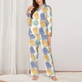 thumbnail image 2 of Pajama Sets for Women 2 Pcs, Math book globe Button Down Long Sleeve Sleepwear Lounge PJ Sets, 2 of 6