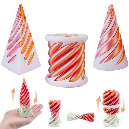 Spiral Toys – 3 Pack of Impossible Cones Spiral Cones Fidget Toys Impossible Pyramid Penetration Toys Suitable for Collectors Desktop Decoration D