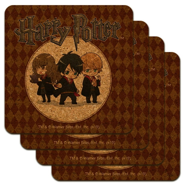 Harry Potter Anime Characters Low Profile Novelty Cork Coaster Set - Harry Potter Anime Characters Low Profile Novelty Cork Coaster Set -