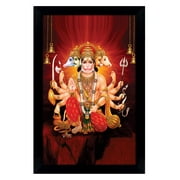 IBA Indianbeautifulart Panch Mukhi Hanuman Picture Frame Religious Poster Black Wall Frame Deity Photo Frame Wall Decor For Home/ Office/ Temple-10 x 12 Inches
