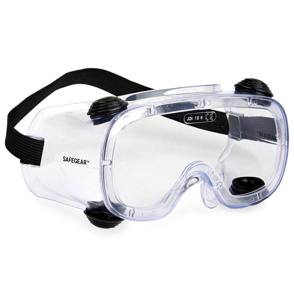 SAFEGEAR Indirect Vent Safety Goggles 5-pk. - Anti-Fog & Anti-Scratch Safety Glasses for Men & Women, Clear Frame, Adjustable Strap - ANSI Z87.1 Compliant, Lightweight, Comfortable