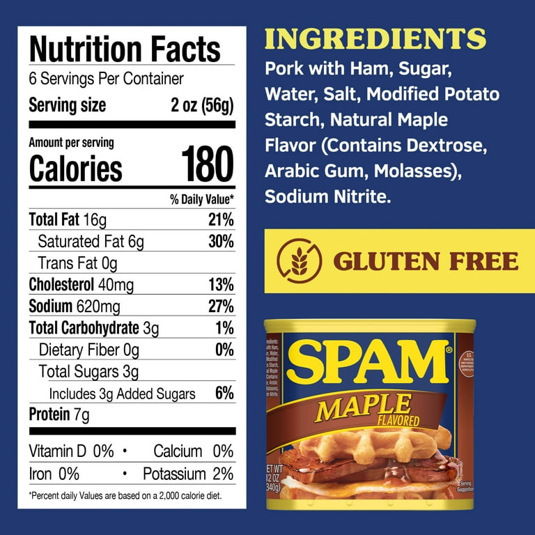 Spam Maple Flavored, Pack of 6, 12 Ounce Cans, Luncheon Meat Can, Hormel  Foods, Spam Musubi, Canned Meat, Fully Cooked Pork with Ham, Bundles,  Variety