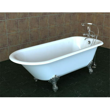 SONG FP-603024-70 Freestanding White Cast Iron Bathtub No Faucet
