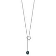 thumbnail image 2 of Sterling Silver Rhodium-plated 7-8mm Black Rice Freshwater Cultured Pearl Heart Necklace, 2 of 3
