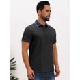 thumbnail image 4 of DARING DIVA Men's Short Sleeve Western Retro Stretch Color-Block Polo Shirts XL Black, 4 of 7