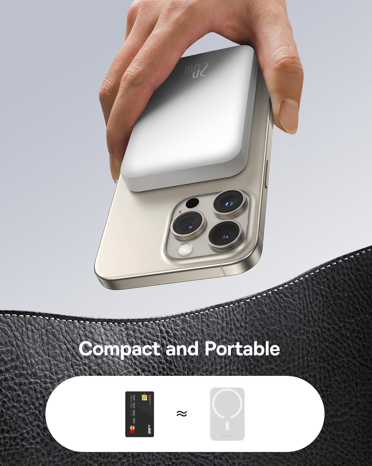 Baseus Magnetic 5000mAh Power Bank, Wireless Portable Charger for iPhone 17/16/15/14, Fast Charging Battery Pack, Gray