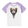 thumbnail image 3 of Feancey T-Shirts Graphiques pour Enfants Mignons Imprimés 3D Col Rond Hauts Raglan Manches Courtes T-Shirt Décontracté T-Shirts pour Tout-Petits Garçons Filles Rabais de 90 pour Cent Liquidation Violet 3 Ans, 3 of 9
