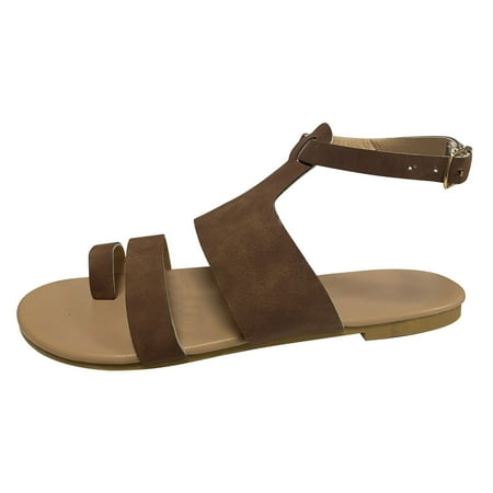 

gvdentm Shoes For Women Strap Sandals Buckle Soft Roman Ladies Shoes Fashion Solid Womens Espadrille Sandals Size 5