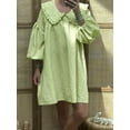 thumbnail image 2 of Raccmtaty Women's Cute Babydoll Dresses Plaid Print Puff Sleeve Doll Collar Loose Mini Dress for Summer, 2 of 5