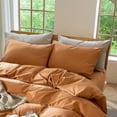thumbnail image 2 of MooMee Pillowcases 100% Washed Cotton Linen Like Textured Envelope Closure Set of 2 (Burnt Orange, King), 2 of 5